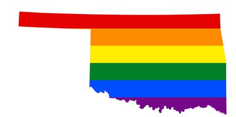 LGBT flag map of the Oklahoma. PNG rainbow map of the Oklahoma in colors of LGBT (lesbian, gay, bisexual, and transgender) pride flag.