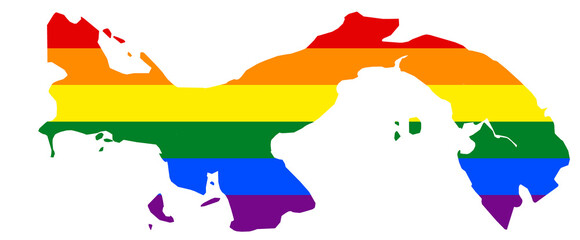 Obraz premium LGBT flag map of the Panama. PNG rainbow map of the Panama in colors of LGBT (lesbian, gay, bisexual, and transgender) pride flag.