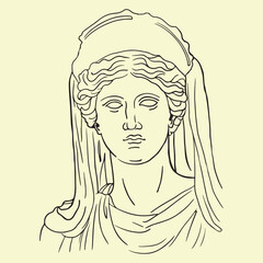 greek woman sculpture, sculpture line, antique classical sculpture, ancient sculpture, hand drawn, boho colors, classical sculpture, modern style