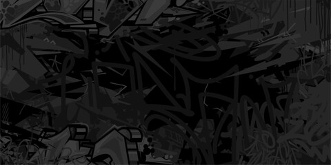 Dark Black Abstract Flat Urban Street Art Graffiti Style Vector Illustration Template Background © Anton Kustsinski