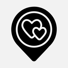 Love location icon in solid style, use for website mobile app presentation