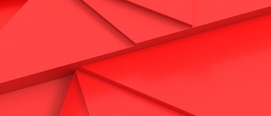 Creative idea. Abstract Geometric shapes background. Futuristic Triangular and Low poly concept for Origami Paper Cut with banner template on red. copy space, software, digital -3d Rendering