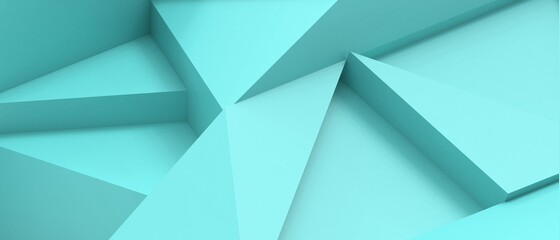 Creative idea. Abstract Geometric shapes background. Futuristic Triangular and Low poly concept for Origami Digital art on Blue. Inspiration, innovative, copy space, banner-3d Rendering