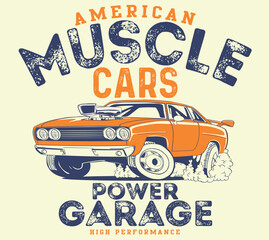 Cartoon retro hot rod illustration for t shirt prints