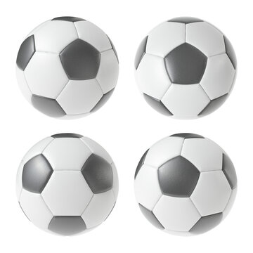 Soccer ball set isolated transparent background 3d rendering
