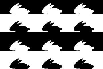 Easter background with black and white bunny. Creative holiday backdrop with rabbit.