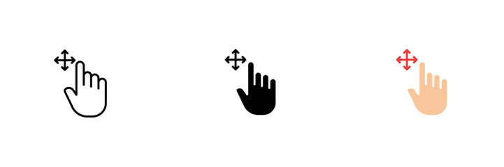 Zoom finger icon. Internet surfing, management, control. Vector set of icons in line, black and colorful styles isolated on white background.