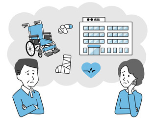 病気や怪我が不安になるシニア男女