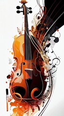 Violin. Music graphite poster, background, wallpaper. Printable artwork.