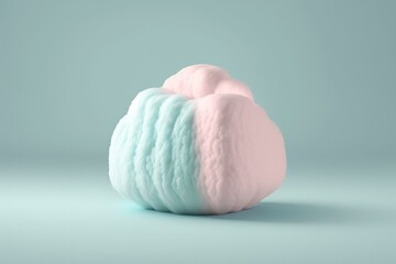 Fototapeta na wymiar Minimalist 3D render of a cloud-like, fluffy and pastel-colored cotton candy | soft pop | generative AI