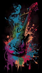 Guitar. Music graphite poster, background, wallpaper. Printable artwork. Generative AI