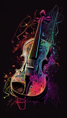Violin. Music graphite poster, background, wallpaper. Printable artwork. 
