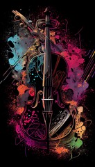 Violin. Music graphite poster, background, wallpaper. Printable artwork. 