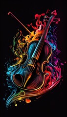 Violin. Music graphite poster, background, wallpaper. Printable artwork. 