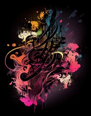 Obraz na płótnie Canvas Music graphite poster, background, wallpaper. Printable artwork. Generative AI.