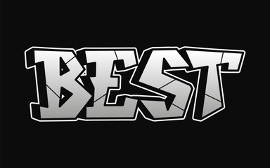 Best word graffiti style letters.Vector hand drawn doodle cartoon logo illustration.Funny cool Best letters, fashion, graffiti style print for t-shirt, poster concept
