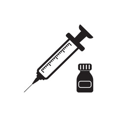 Syringe symbol in medical simple icon illustration design template.