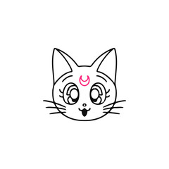 vector illustration of cute cat head
