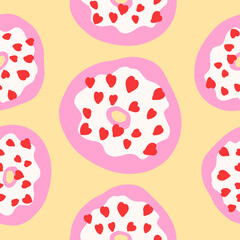 Donuts pattern. Vector illustration in cartoon flat style isolated on background