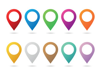 Map pin icon in flat style. Pointer destination vector illustration on isolated background. Gps navigation sign business concept.