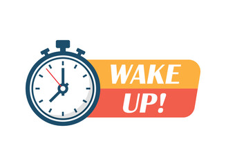Fototapeta na wymiar Wake up icon in flat style. Good morning vector illustration on isolated background. Alarm clock ringing and mornings wakes sign business concept.