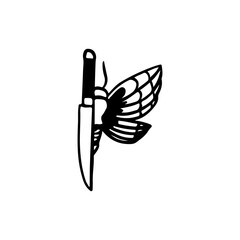 vector illustration of knife with butterfly