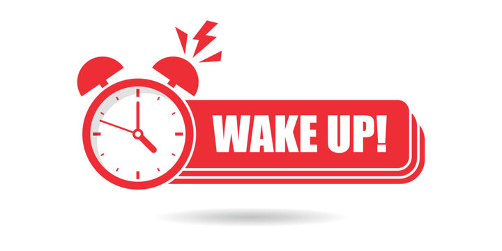 Wake up icon in flat style. Good morning vector illustration on isolated background. Alarm clock ringing and mornings wakes sign business concept.
