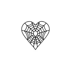 vector illustration of heart shaped spider web