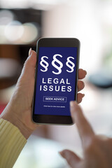 Legal issues concept on a smartphone