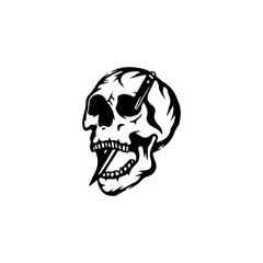 vector illustration of skull with knife concept