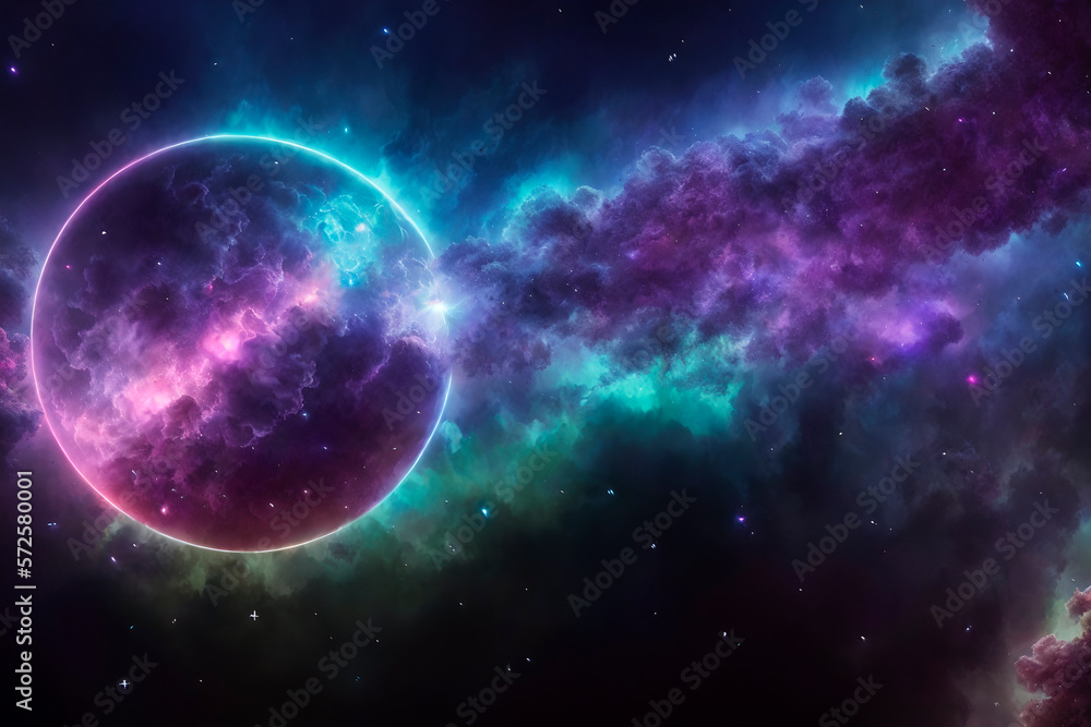 Wall mural nebula in deep space concept. generative ai