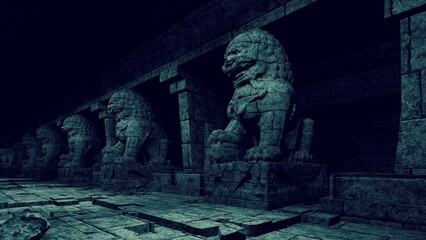 Obraz premium Stone dungeon with sculptures