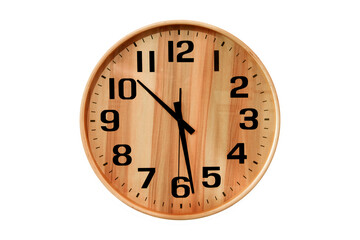 Time concept with wooden clock on white isolated background