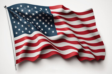 Flag of USA 3d vector of realistic waving USA. National banner of USA with white and red crosses on red background