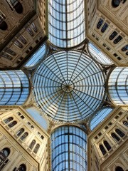 The Gallery Umberto dome view from below. Naples, Italy