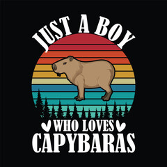 Capybara Just A Boy Who Loves Capybaras Retro Vintage