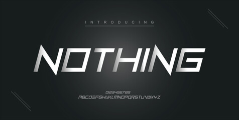 Fototapeta premium Nothing digital modern alphabet new font. Creative abstract urban, futuristic, fashion, sport, minimal technology typography. Simple vector illustration with number