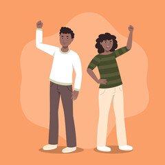Ilustración de hombre y mujer en protesta contra el racismo