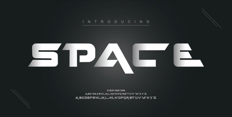 Space digital modern alphabet new font. Creative abstract urban, futuristic, fashion, sport, minimal technology typography. Simple vector illustration with number