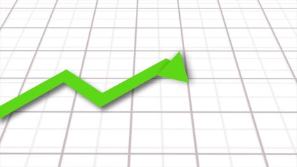 Green Growth Arrow Moving Animation On White Background, Business Growth Arrow Animation, Growth Concept Animation, Stock Market Arrow Growth Charts