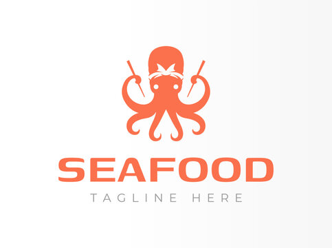 Japanese Sea Food Octopus Logo Design.
