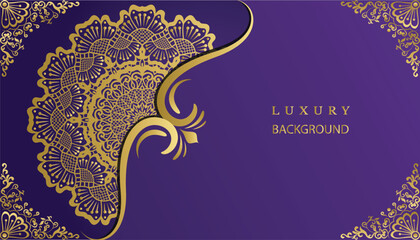 Decorative golden floral ornamental mandala design background. Arabesque style greeting and invitation card. Design for invitation, wedding card, Diwali, decoration. India, Indian, Arabic, Damask, 
