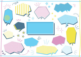 蛍光色のシンプル吹き出しセット