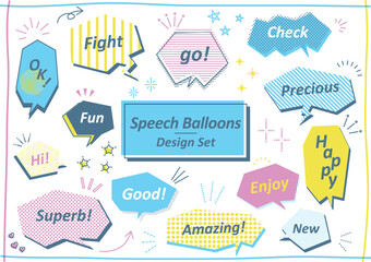 蛍光色のシンプル吹き出しセット