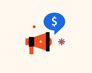Geometric money illustration. Vector  finance icon in flat design art.

