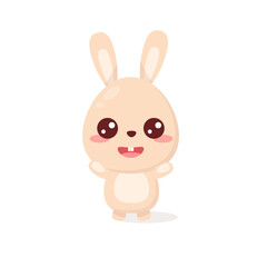 Vector character bunny on a white background. Usage: children's clothing, coloring book, children's book, postcards, posters, invitations, tickets, prints , holidays, for websites, social networks.