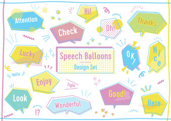 蛍光色のシンプル吹き出しセット