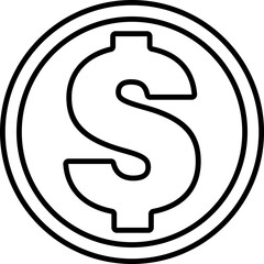 Dollar cent sign minimal icon illustration