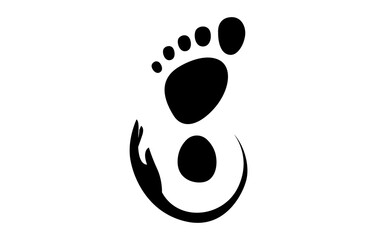 Foot Massage and Logo Design. Foot Print with Hand Caring.