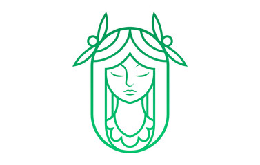 Beauty Woman with Nature Leaf Logo Design.